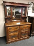 An Edwardian mirror backed sideboard,