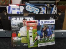A box of football programmes and magazines - non league and Newcastle away matches.