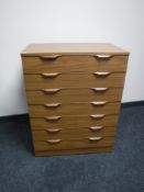 A teak Europa Furniture seven drawer chest