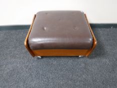 A teak G Plan leather topped footstool