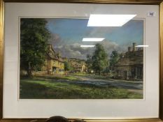 Walter Holmes : Broadway (Cotswolds), colour chalks, signed, 35 cm x 55 cm, framed.
