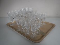 A tray of twenty one Edinburgh crystal wine and liqueur glasses