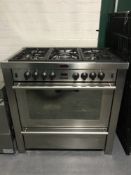 A Stoves stainless steel five burner gas range cooker