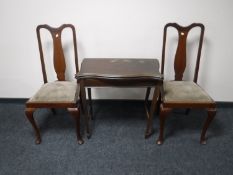 A pair of Queen Anne style dining chairs and a mahogany foldover card table
