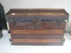 An oak bound domed top trunk