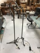 Two metal standard lamps (continental wiring)