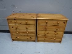 A pair of pine four drawer chests