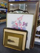 A contemporary framed bevelled mirror together with an early 20th century mahogany framed mirror