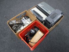 Three boxes of projectors and photographic equipment