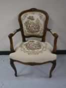 A French tapestry upholstered salon armchair