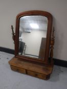 A late nineteenth century dressing table mirror fitted two drawers