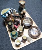 A tray of eight assorted character jugs including Royal Doulton The Falconer and Winston Churchill,