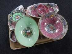 A tray of seven pieces of Maling lustre china