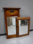 A late nineteenth century mahogany bevel edged hall mirror,