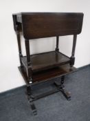 An oak refectory coffee table and a oak drop leaf tea table