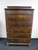 A late 19th century walnut six drawer gentleman's chest