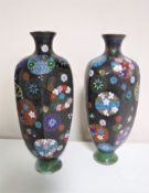 A pair of Japanese cloisonne vases,