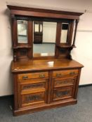 An Edwardian mirror backed sideboard,