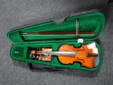 A modern violin in case