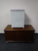 An oak blanket box and a loom linen box