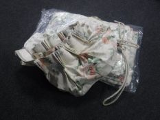 A pair of John Lewis floral patterned curtains with pelmet and tie backs