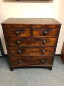 A Victorian mahogany five drawer chest