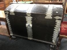 A nineteenth century oak metal bound shipping trunk
