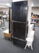 An oak cabinet on barley twist stand and a late 19th century corner cupboard