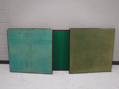 Three folding baize topped card tables