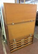 A mid twentieth century teak three section ladderax style unit
