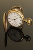 A gold plated Waltham Traveler full hunter pocket watch