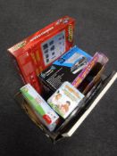 A box of board games,