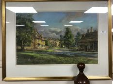 Walter Holmes : Broadway (Cotswolds), colour chalks, signed, 35 cm x 55 cm, framed.