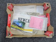 A box of ephemera relating to trains including railway tickets, diesel locomotive repair book,