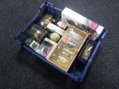 A box containing whisky miniatures and gift sets