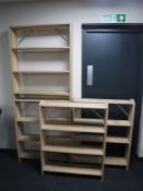 Two sets of 20th century Danish pine stacking shelves