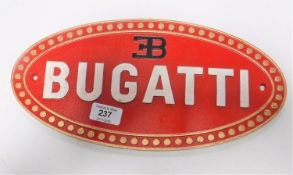 A cast iron Bugatti plaque