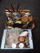 Two boxes of glass ware, Japanese tea service,