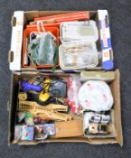 Two boxes of signed Crewe Alexander football, Scalextric,