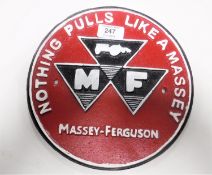 A cast iron Massey Ferguson plaque