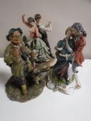 Three continental china figures - Dancers,