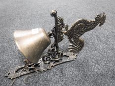 A cast iron cockerel bell