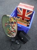 A plastic storage box, retro drinks tray, Union jack storage box, letter rack,