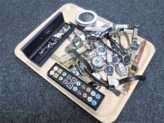 A tray containing a collection of assorted gents wristwatches, cufflinks,