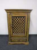 A hand painted Eastern hardwood cabinet fitted a drawer