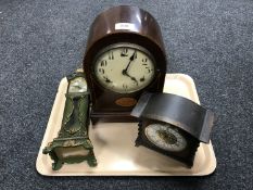 An Edwardian inlaid mahogany mantel clock,