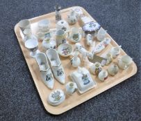 A tray of crested china