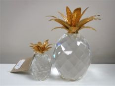 Two Swarovski crystal pineapples