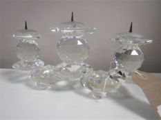 A Swarovski crystal three-way candelabrum