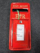 A cast iron replica Royal Mail post box front and keys